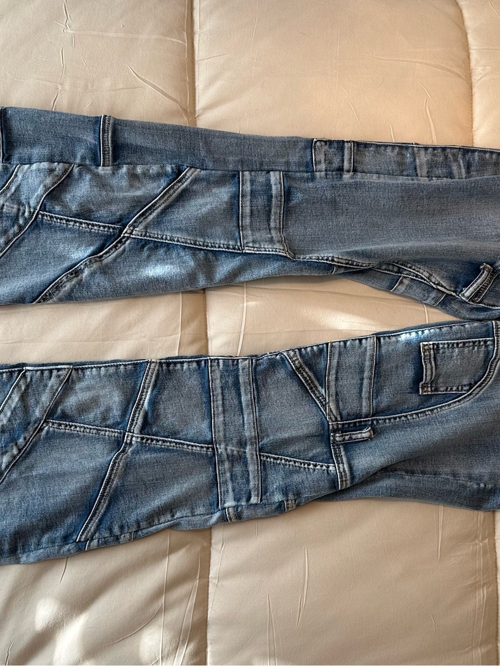 Fashion Nova Light Blue Wide Leg Jeans with Panel Detailing